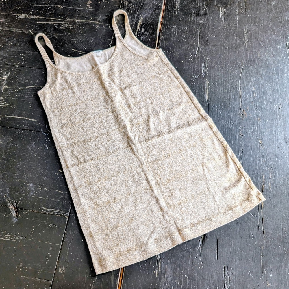 J. Crew Gold Sparkle Med Cotton Tank Top Glitter Girl Glam Party Y2K Night Out